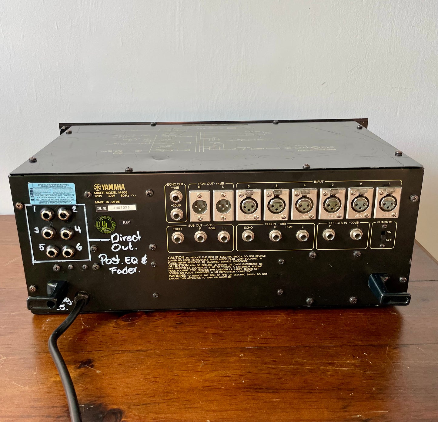 M406 Yamaha mixer with Direct Out Mod. by Headbangers. 6 Channel Rackmount